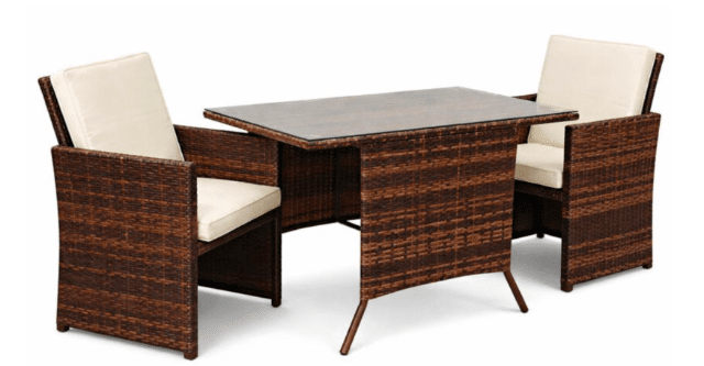 3-tlg Gartenmöbel Set Metall, Polyrattan, Glas inkl Sitzauflagen (Art.-Nr. 920884)