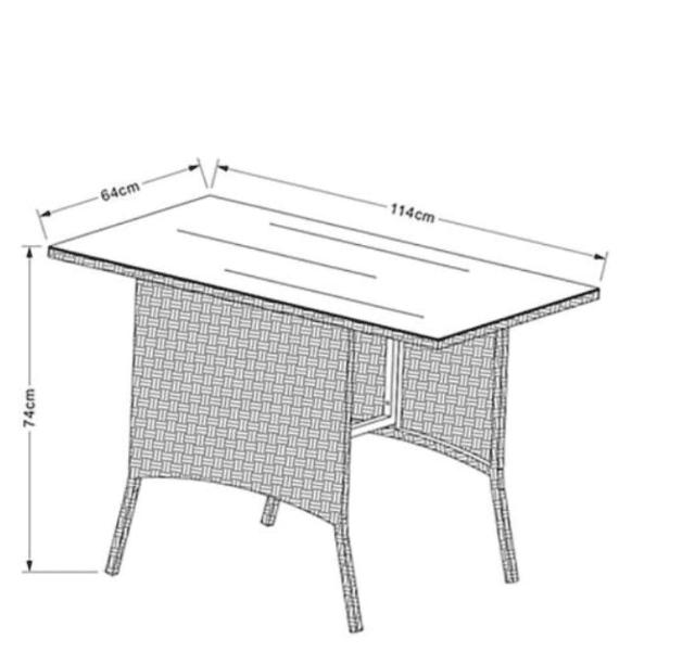 3-tlg Gartenmöbel Set Metall, Polyrattan, Glas inkl Sitzauflagen (Art.-Nr. 920884)