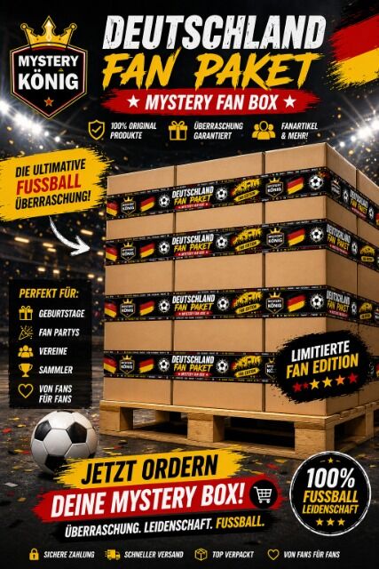 Mystery Fußball Fan Pakete Deutschland Edition – Restposten – Palette mit gemischten Fanartikeln – ideal für Wiederverkäufer