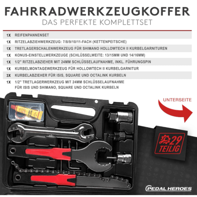 Fahrrad-Werkzeugkoffer Reparaturset Werkzeugkasten Zubehör Bike Repair Kit Tool universal Fahrrad Montage Multitool Werkzeug Set