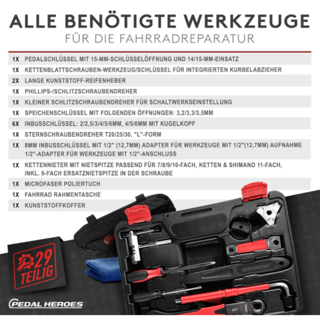Fahrrad-Werkzeugkoffer Reparaturset Werkzeugkasten Zubehör Bike Repair Kit Tool universal Fahrrad Montage Multitool Werkzeug Set