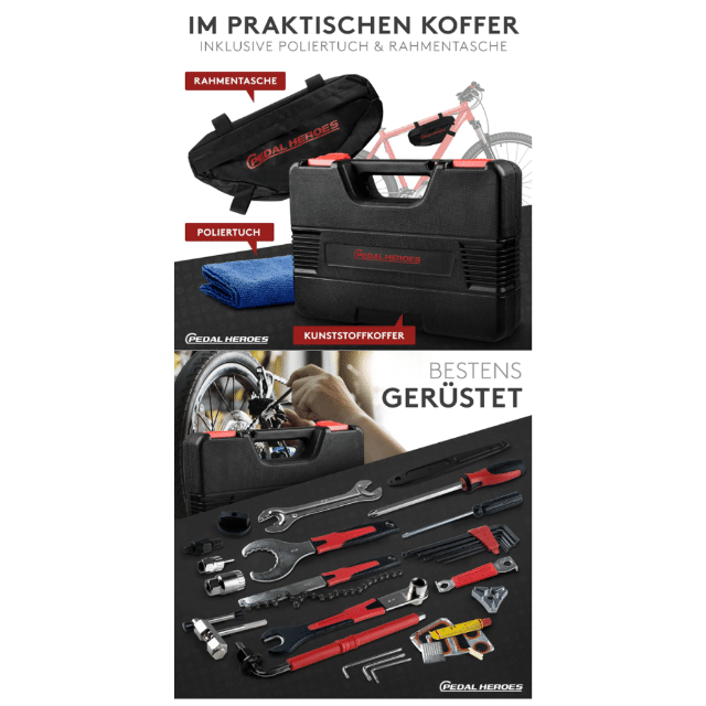 Fahrrad-Werkzeugkoffer Reparaturset Werkzeugkasten Zubehör Bike Repair Kit Tool universal Fahrrad Montage Multitool Werkzeug Set