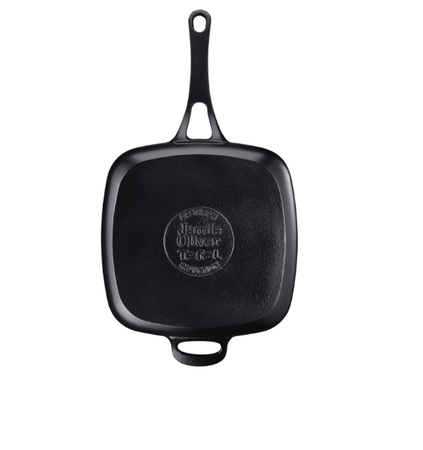 Tefal Jamie Oliver Grillpfanne 25x25 cm Induktion aus Stahlguss, ideal für Grillstreifen, gleichmäßige Hitzeverteilung und vielseitiges Brat