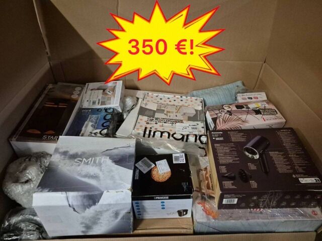 350 € Mix Paletten Kategorie A/B/C, Haushaltsgeräte Möbel Kinderartikel, 60-70 Stück pro Box, Kundenrücksendungen, ab 1 Palette, Lager Deuts