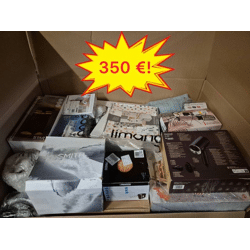 350 € Mix Paletten Kategorie A/B/C, Haushaltsgeräte Möbel Kinderartikel, 60-70 Stück pro Box, Kundenrücksendungen, ab 1 Palette, Lager Deuts