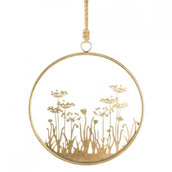 Anhänger Ring Blumen Metall goldfarbig 41 cm