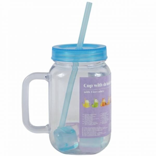 Becher mit Strohhalm und Deckel 4fach sortiert 550 ml