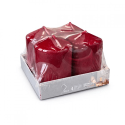 Gala Stumpenkerze bordeaux 4,5 x 7,5 cm 4er-Set