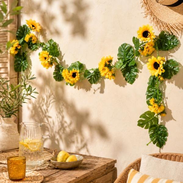 Girlande Kunstblumen Sonnenblume 175 cm