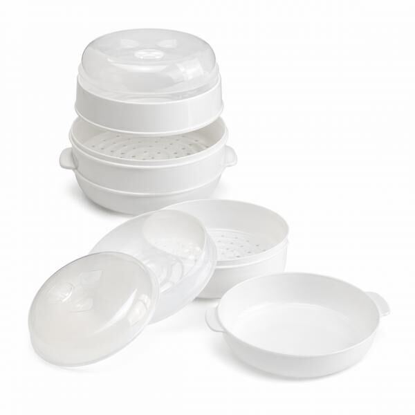Microwave steamer white 4-piece
