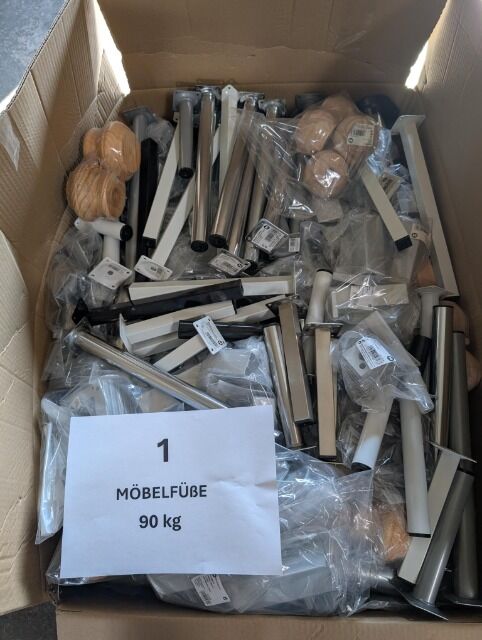 Posten Möbelfüße Mix (Metall & Holz) – ca. 90 kg – Ideal für Sonderposten / Export