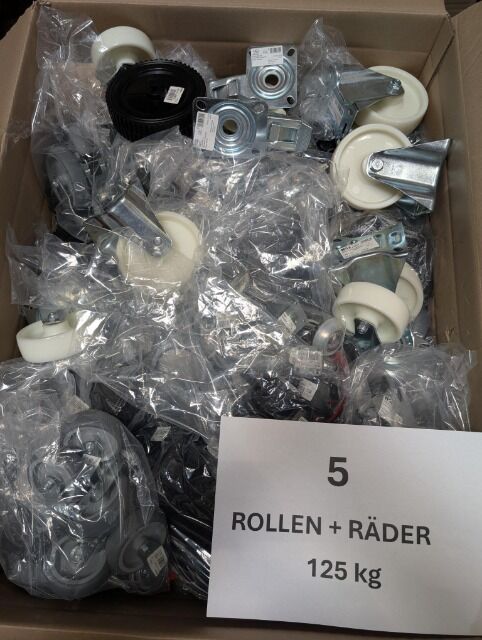 Posten Rollen & Räder Mix – 125 kg Palettenware – Lenkrollen, Bockrollen, Möbelrollen