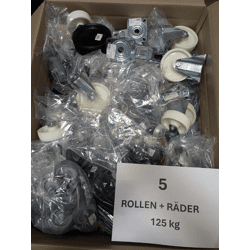 Posten Rollen & Räder Mix – 125 kg Palettenware – Lenkrollen, Bockrollen, Möbelrollen