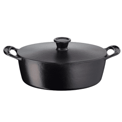 Tefal Jamie Oliver Gusseisen Topf 30x22 cm Schwarz, ideal für Schmoren und langsames Garen, gleichmäßige Hitzeverteilung und langlebige Qual