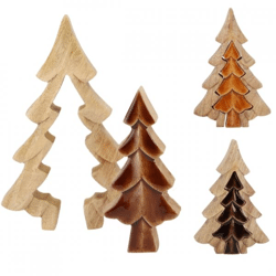 Statue Weihnachtsbaum 3D braun 19,5 cm 3 Stück sortiert