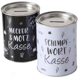Boltze Haushaltsspardose Meckerkasse 13,5 cm 2 Stück sortiert