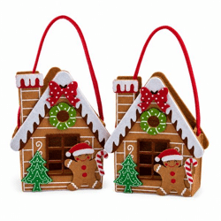 Gift bag Gingerbread House felt 21 cm set of 2