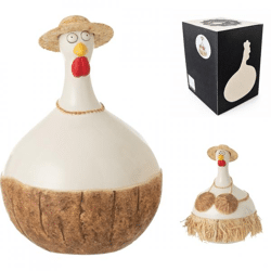J-Line Statue Huhn Kokosnuss 23 cm 2 Stück sortiert