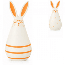 J-Line Statue Kaninchen weiß/orange 21 cm 2 Stück sortiert