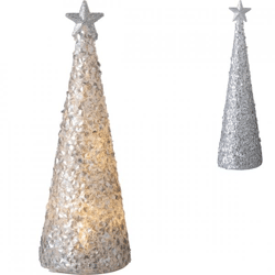 J-Line Tischlampe Weihnachtsbaum LED auf Batterie Silber 34 cm
