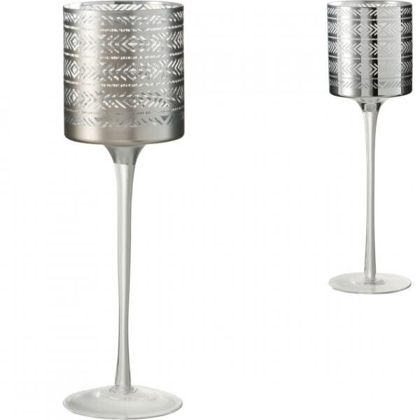 J-Line Teelichthalter silber 30 cm 2 Stück sortiert