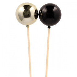 Weihnachtskugel am Stiel schwarz/champagner 50 cm 2fach sortiert