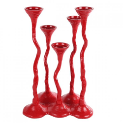 Candlestick Wesley XL aluminum red 35 cm