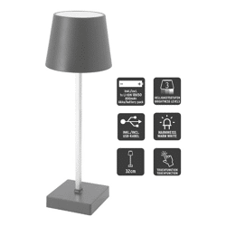 LED Tischleuchte, USB, anthrazit, M, ca. 32cmH