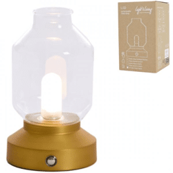 Light & Living Tischleuchte Merey LED wiederaufladbar klar bronze 19 cm