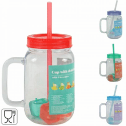 Palettenbox Becher mit Strohhalm und Deckel 4fach sortiert 550 ml 493 Stück