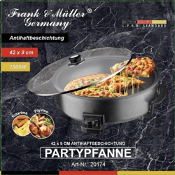 Pizzapfanne 46 x 9 cm , Partypfanne, Multifunktionspfanne Servierpfanne (elektrisch) Buffetpfanne Großraumpfanne Universalpfanne