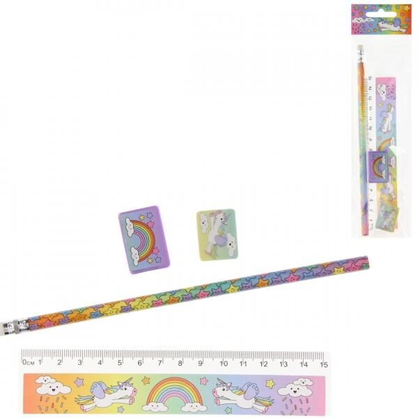 Schreibset Einhorn 19 cm 4er Set