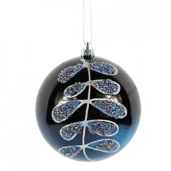 Wilko Weihnachtskugel Blätter blau 10 cm 6 Stück