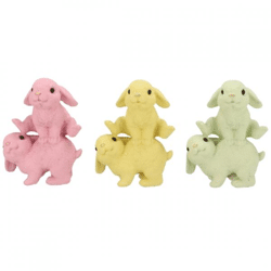 Statue Kaninchen springen Pastell 20 cm 3 sortiert