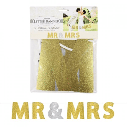 Buchstabengirlande Mr & Mrs gold/silber 365 cm