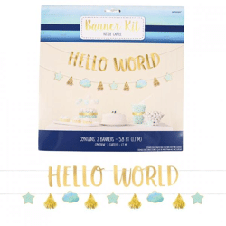 Buchstabenkette Baby Boy Hello World blau/gold 170 cm