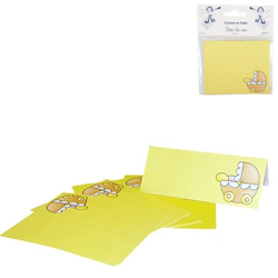 Karten Baby Kinderwagen gelb 10 cm 6 Stück.