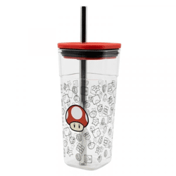 Nintendo - Super Mario - Toad - Trinkbecher mit Edelstahl Strohhalm - 540 ml