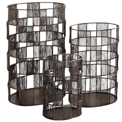 PTMD Windlicht Stenn oval Metall Messing 50 cm Satz von 3