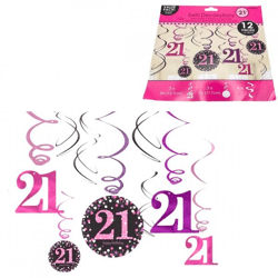 Spirale Anhänger Happy Birthday 21 Jahre 61 cm Satz von 12