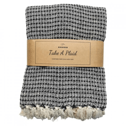 Take a Plaid 15 recycelte Baumwolle schwarz 130 x 180 cm