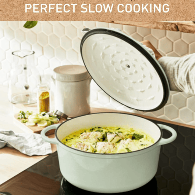 Tefal Gusseisen Cocotte 29 cm mit Deckel, ideal für Schmoren und langsames Garen, gleichmäßige Hitzeverteilung und langlebige Qualität
