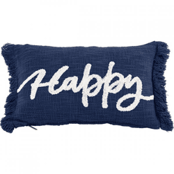 Tiseco Kissen Baumwolle Slub Happy blau 30 x 50 cm