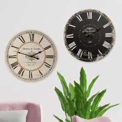 Wanduhr rund Nostalgie Holz, 2/s, gr.45cm