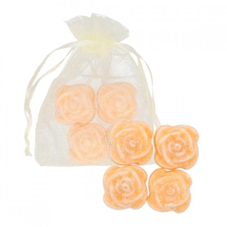 Bernsteinblock Rose Babypuder 2,5 cm Organzabeutel mit 4 Stück