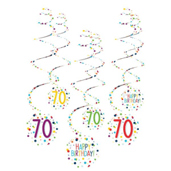 Confetti Birthday - 6 Deko-Spiralen 70 - 61 cm