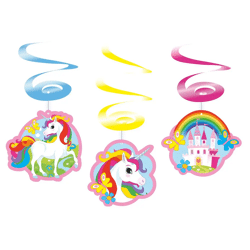 Einhorn - 6 Deko-Spiralen - 80 cm