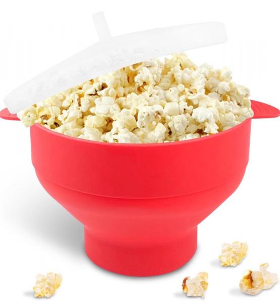 Fousenuk Mikrowellen-Popcornschale, Faltbar, BPA-frei, Rot
