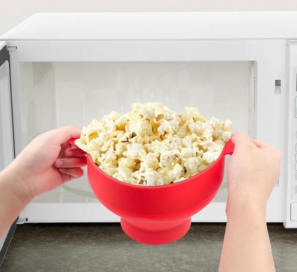Fousenuk Mikrowellen-Popcornschale, Faltbar, BPA-frei, Rot