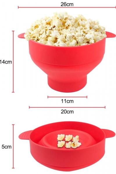 Fousenuk Mikrowellen-Popcornschale, Faltbar, BPA-frei, Rot